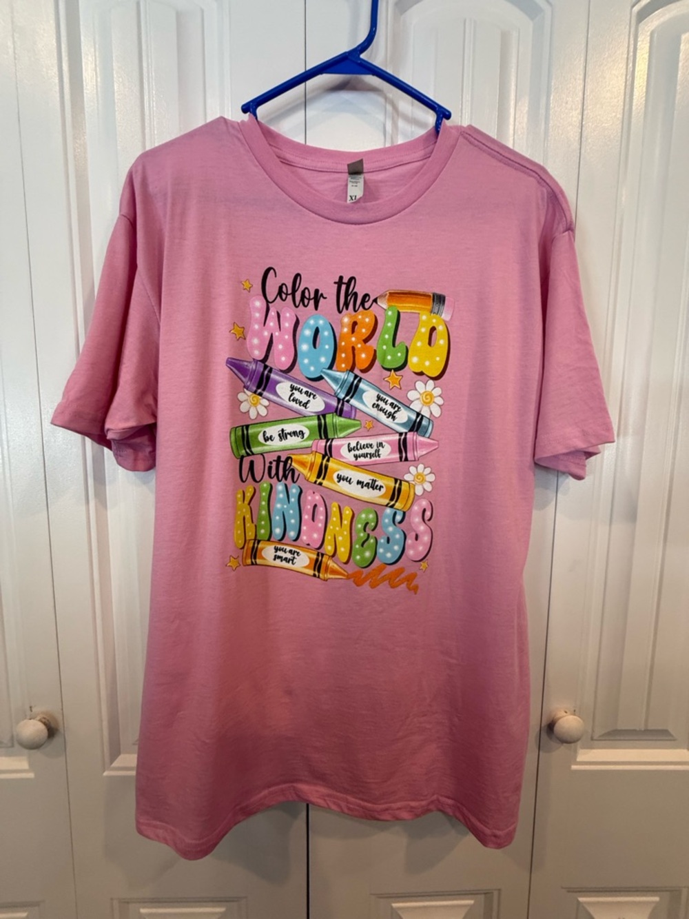 Pink 'Color‎ the World With Kindness' Graphic Tee Size XL